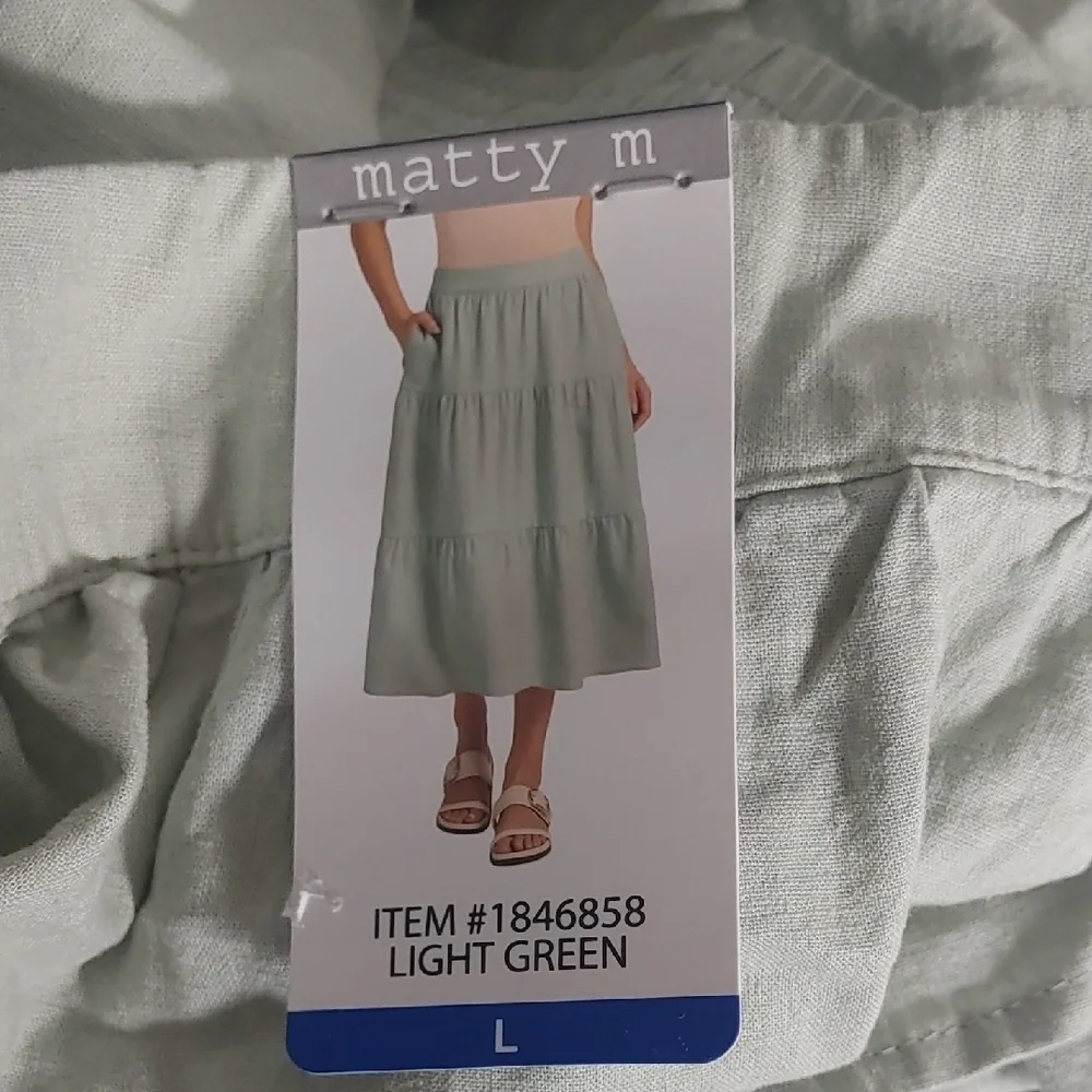 NWT Matty‎ M Women's Linen Blend Skirt Light Green